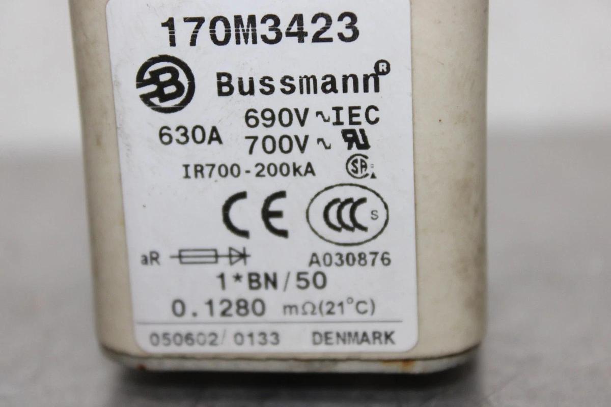 Used BUSSMANN SQUARE BODY FUSE 170M3423 700 VAC 630 AMP *WARRANTY*
