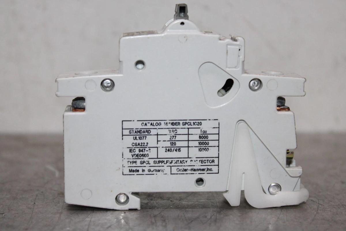 Used CUTLER-HAMMER CIRCUIT BREAKER SCPL1C20 SINGLE POLE 20 AMP 277 VAC C20