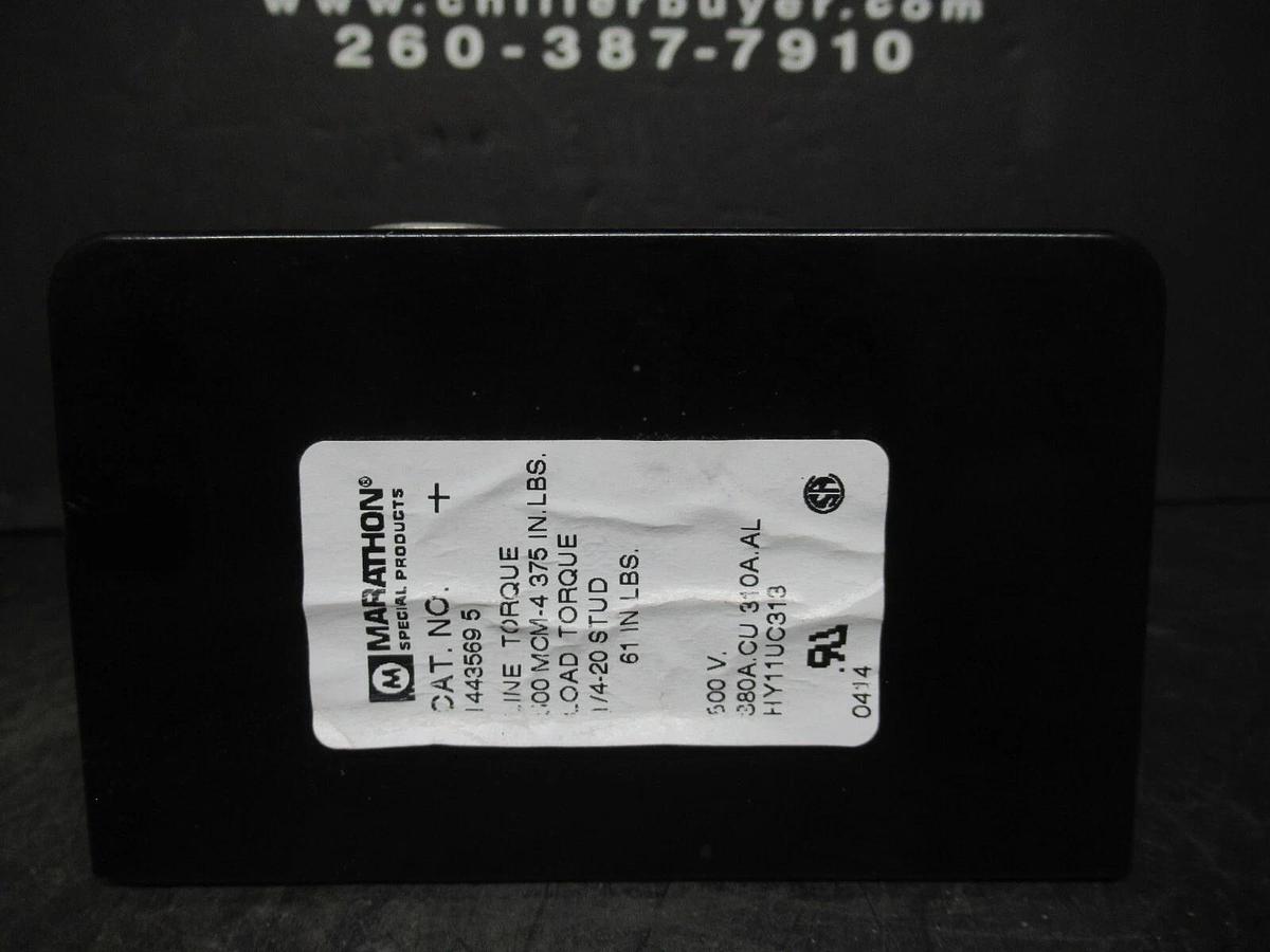 Used MARATHON DISTRIBUTION BLOCK 4443569-5 600 VAC 380 AMP **WARRANTY INCLUDED**