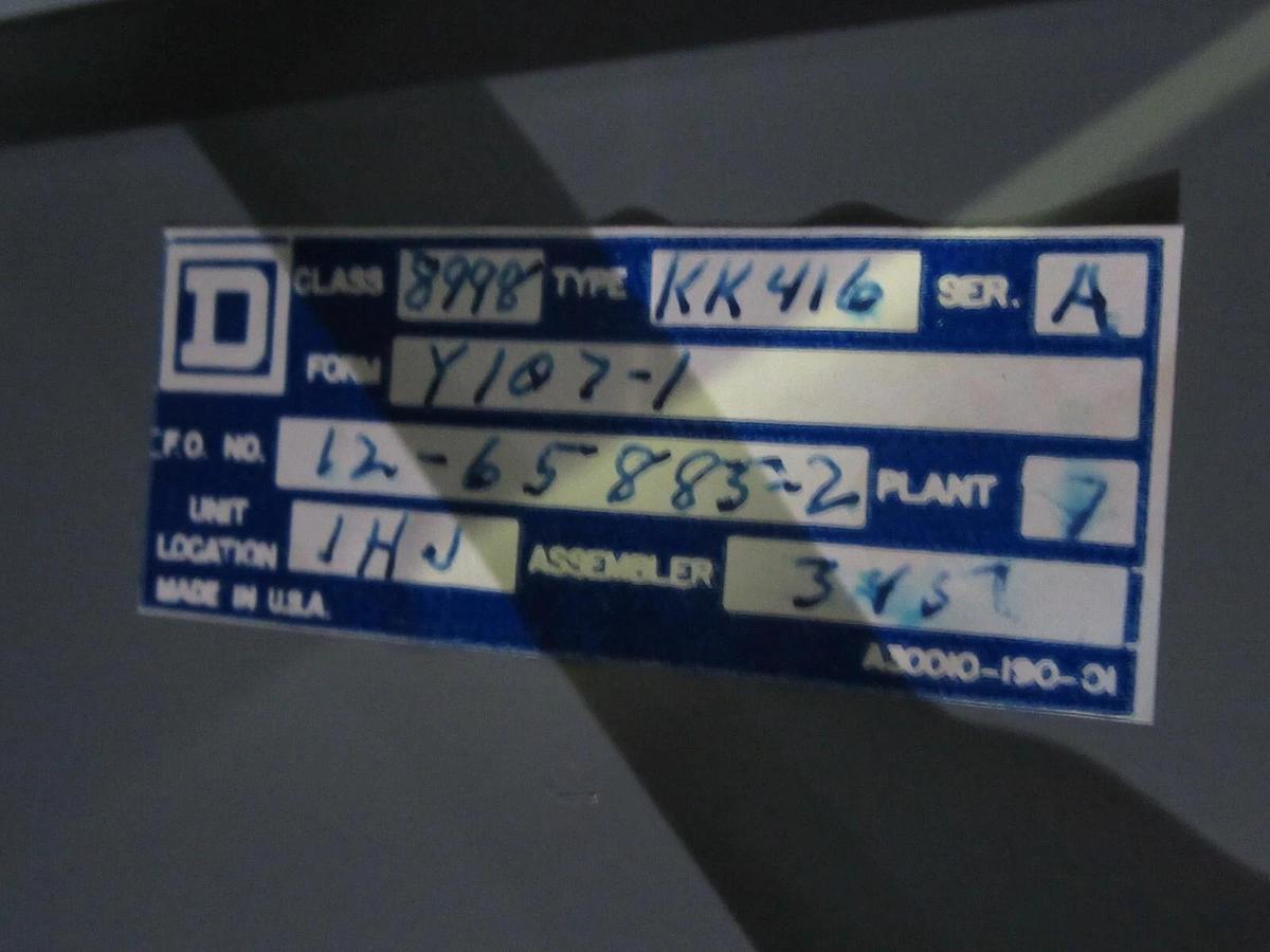 Used SQUARE D TWIN MCC FUSIBLE STARTER BUCKET 18" MODEL: 4 8998-KK-416 SER. A