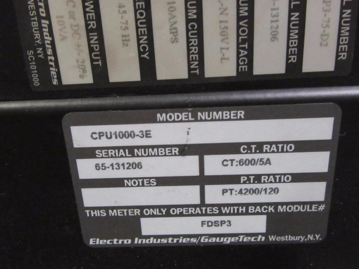 Used ELECTRO INDUSTRIES FUTURA + SERIES CPU1000 MULTIFUNCTION POWER 600/5A