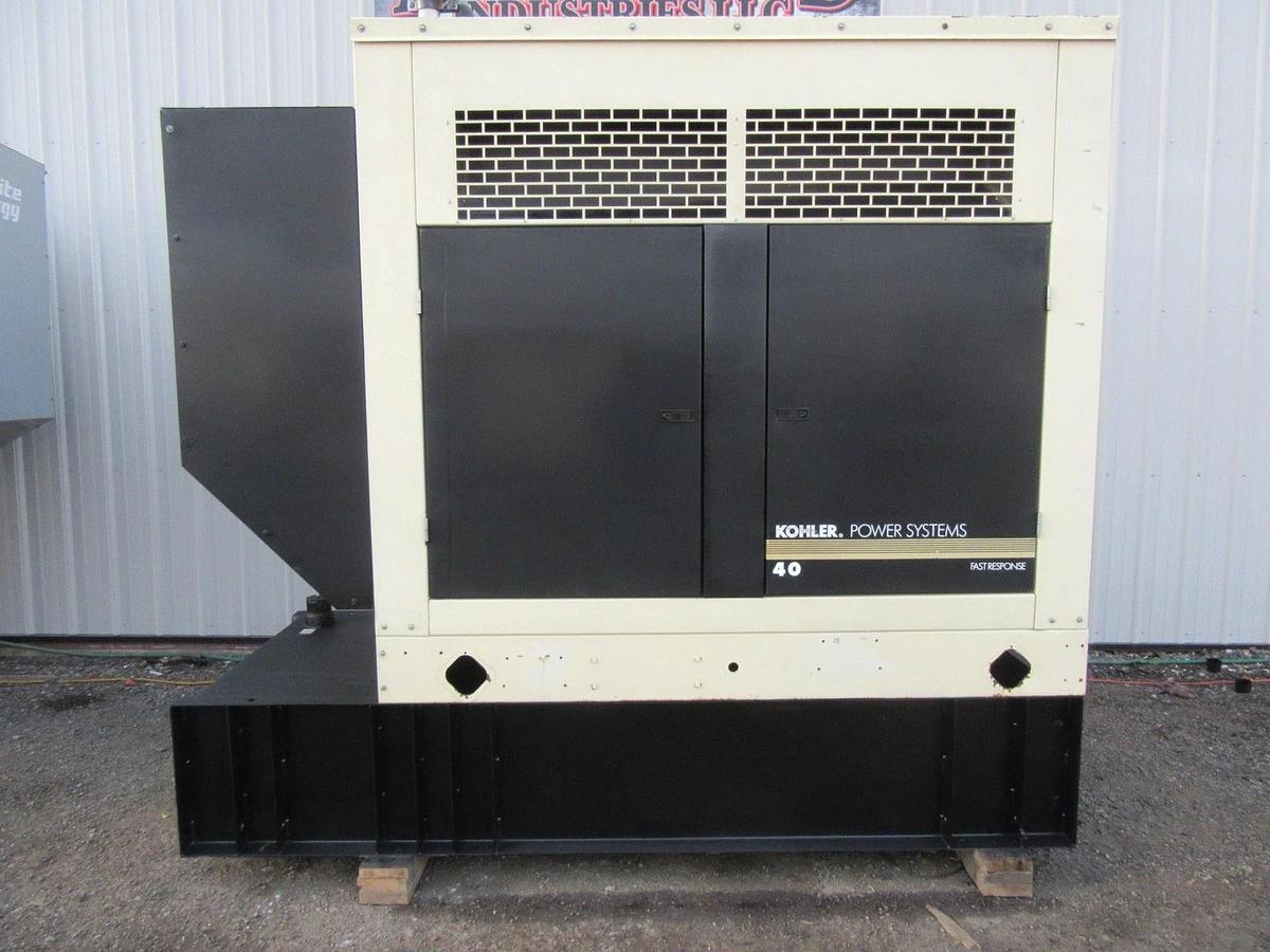 Used 40KW DIESEL GENERATOR KOHLER 120/240 V JOHN DEERE ENCLOSED VIDEO WE SHIP 40 KW