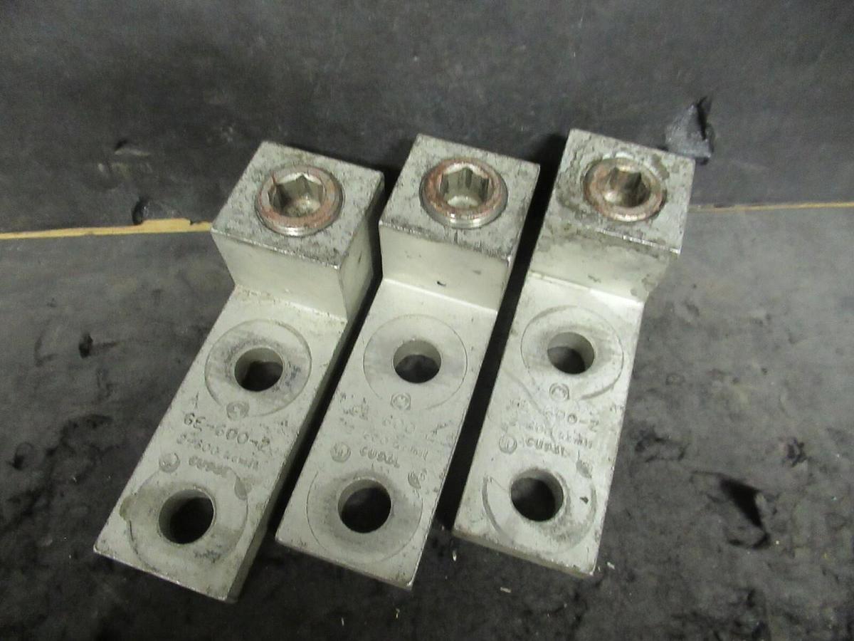 Used (3) QTY GE GE-600-2 1 SINGLE BARREL MECHANICAL CONNECTOR LUGS TAP 600 KCMIL - 2