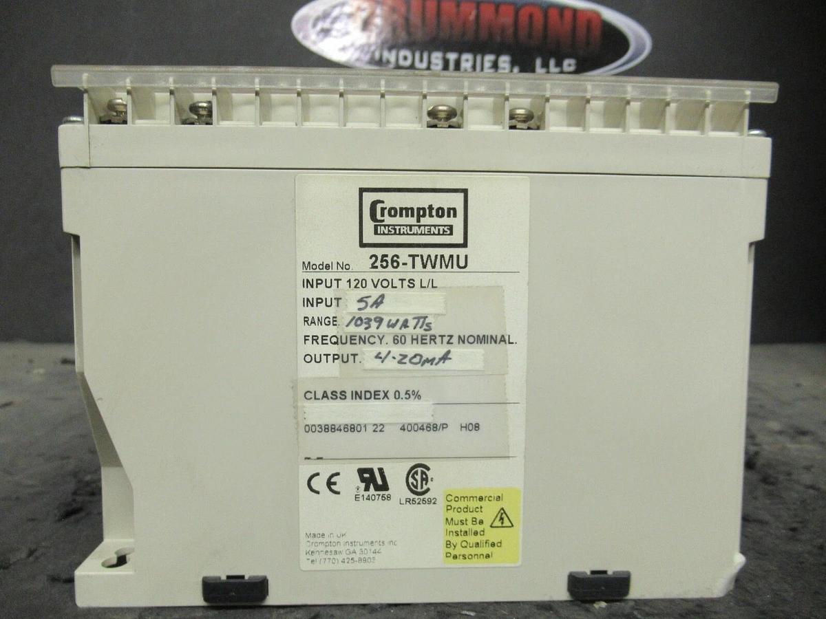 Used CROMPTON INSTRUMENTS 256-TWMU PALADIN 1039 WATTS 5 AMP 120 VAC TRANSDUCER MODULE