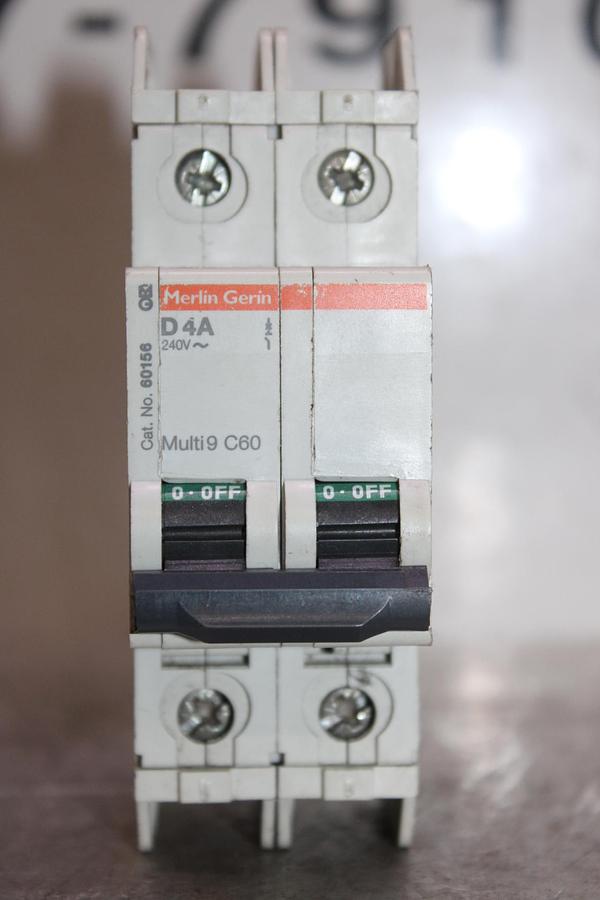 Used MERLIN GERIN MULTI9 CIRCUIT BREAKER C60N D6A 440 VAC 6 AMP 2-POLE
