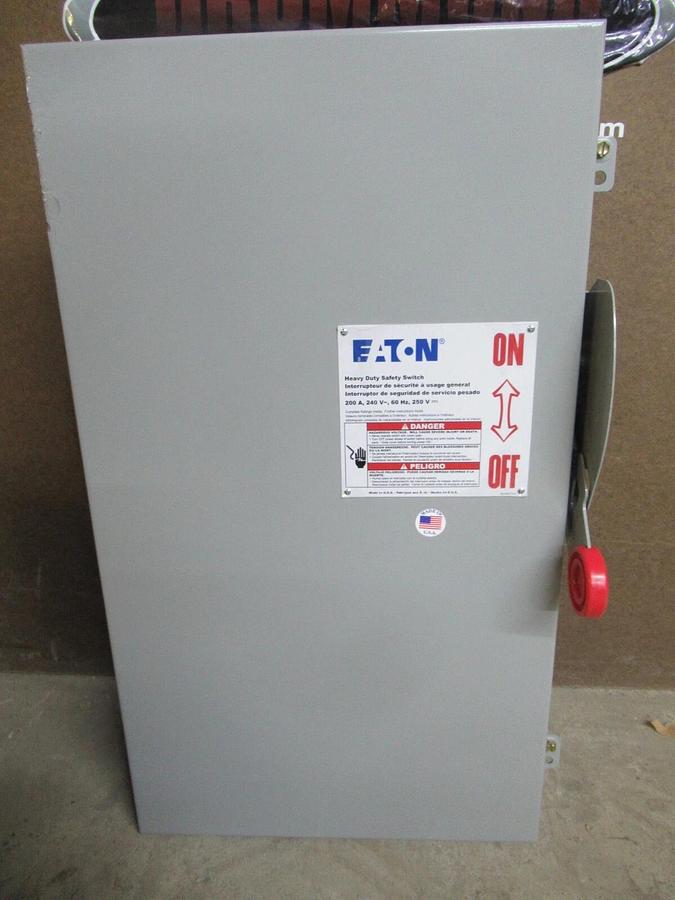 NIB EATON 200 AMP HEAVY DUTY SAFETY SWITCH DH324NGK TYPE 1 3-POLE 60 HP 240 V