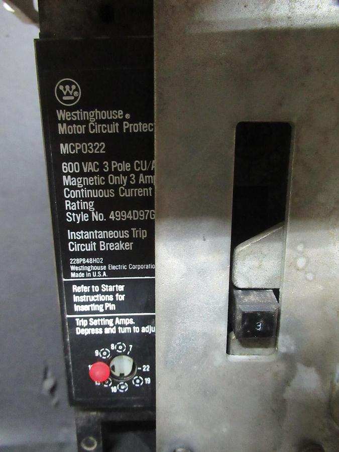 Used CUTLER HAMMER MOTOR STARTER CONTROL 12" W/ A10CN0 NEMA SIZE 1 3 AMP 600 VAC