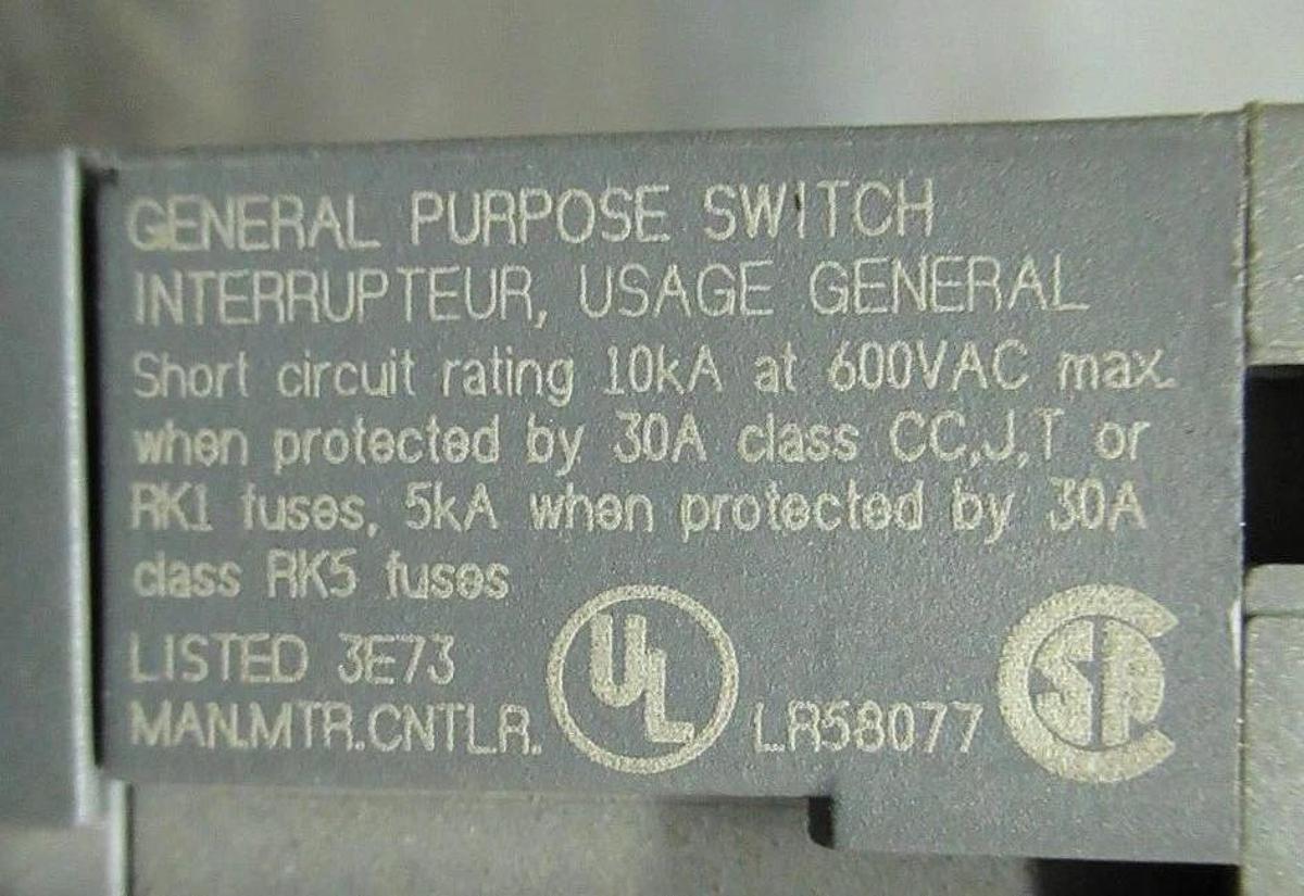 Used ABB OT16E3 DISCONNECT SWITCH 600 V 16 A 10 HP @ 480 VAC 3 PH *WARRANTY INCLUDED*