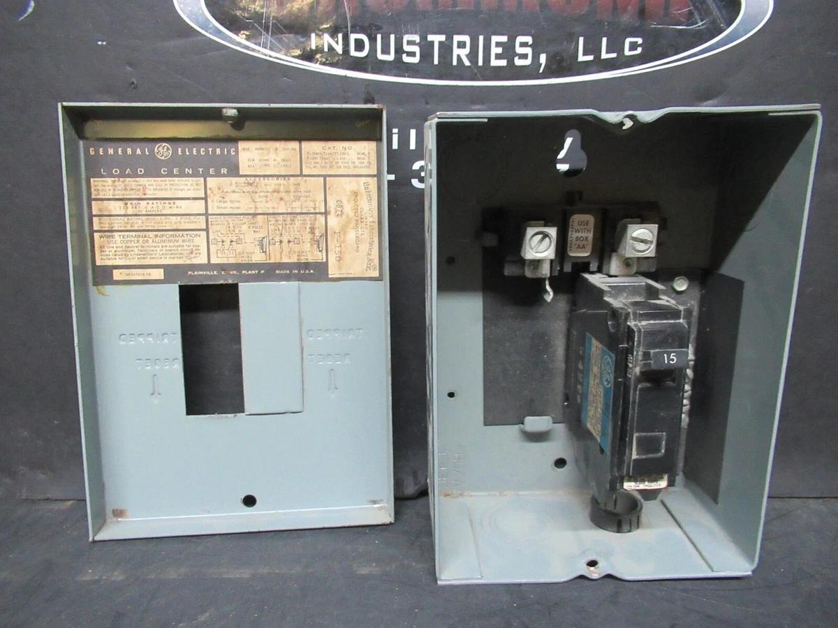 Used GENERAL ELECTRIC LOAD CENTER TL240S 40 AMP 240 VAC W/ 15 AMP BREAKER