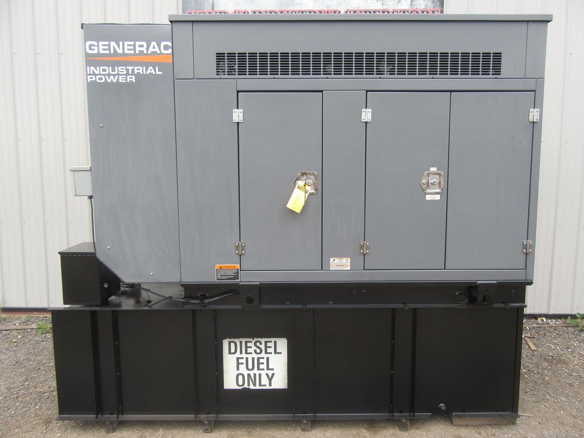 Used 48 KW DIESEL GENERATOR GENERAC 120/240 V FPT 366 HRS SOUND ENCLOSED VIDEO 50 KW