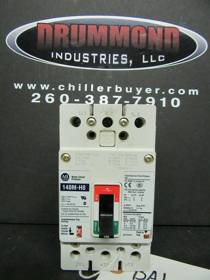 Used 100 AMP ALLEN BRADLEY BREAKER 140M-H8P-D10 3 POLE 480 VAC **WARRANTY**