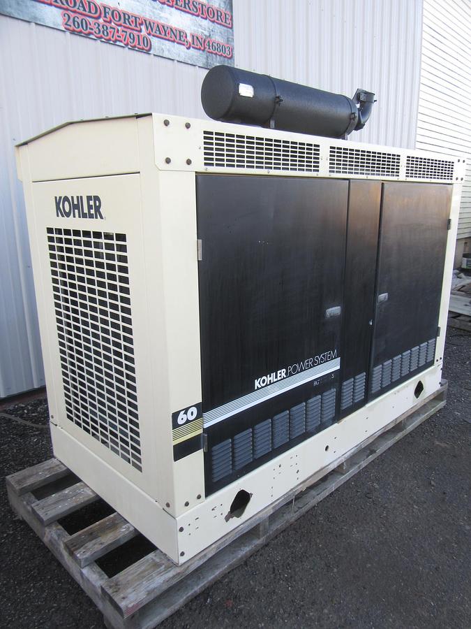 Used 60 KW PROPANE / NAT GAS GENERATOR KOHLER 120/240V 45RZG ENCLOSED VIDEO
