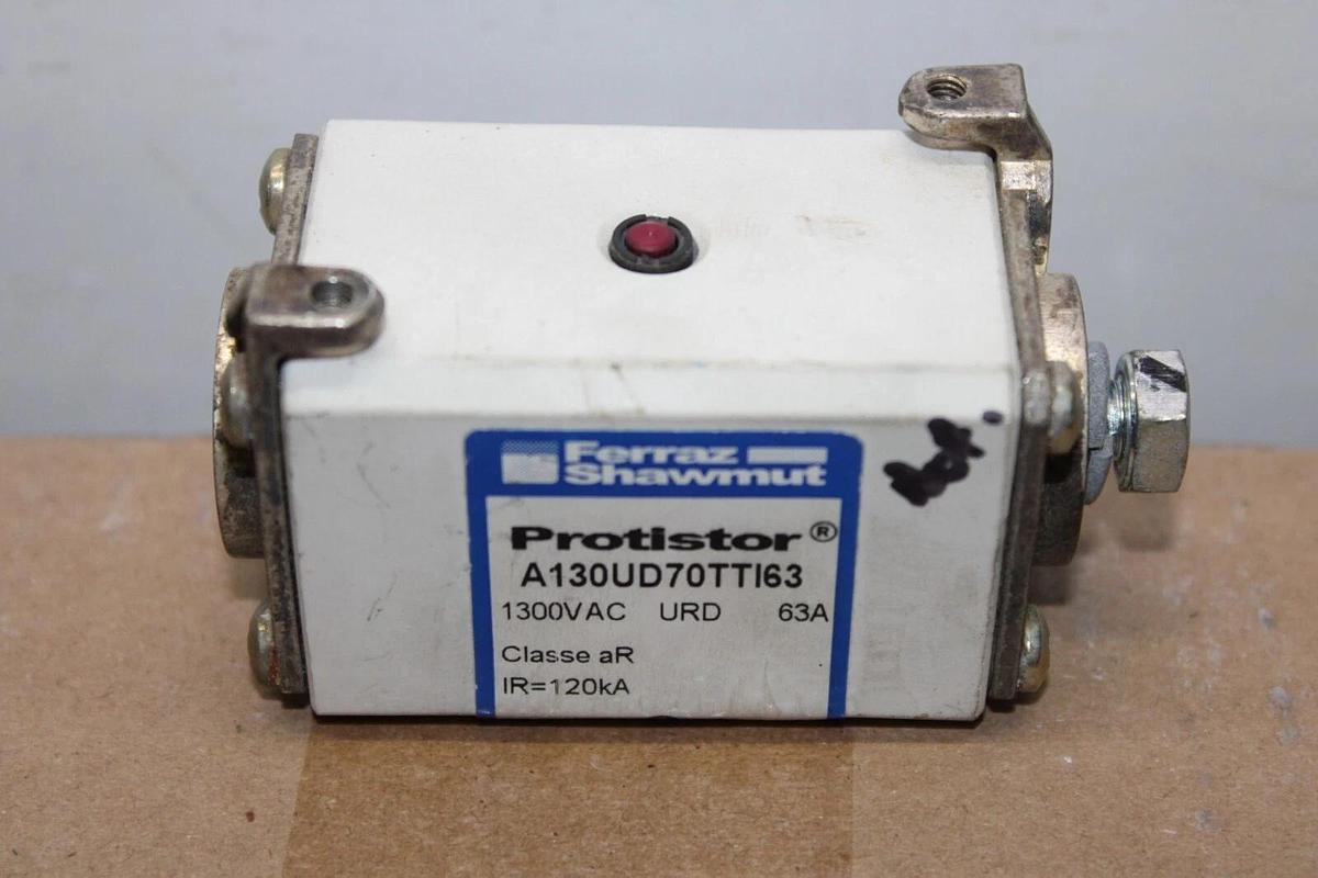 Used FERRAZ SHAWMUT PROTISTOR FUSE 1300 VAC 63 AMP A130UD70TTI63 **WARRANTY**
