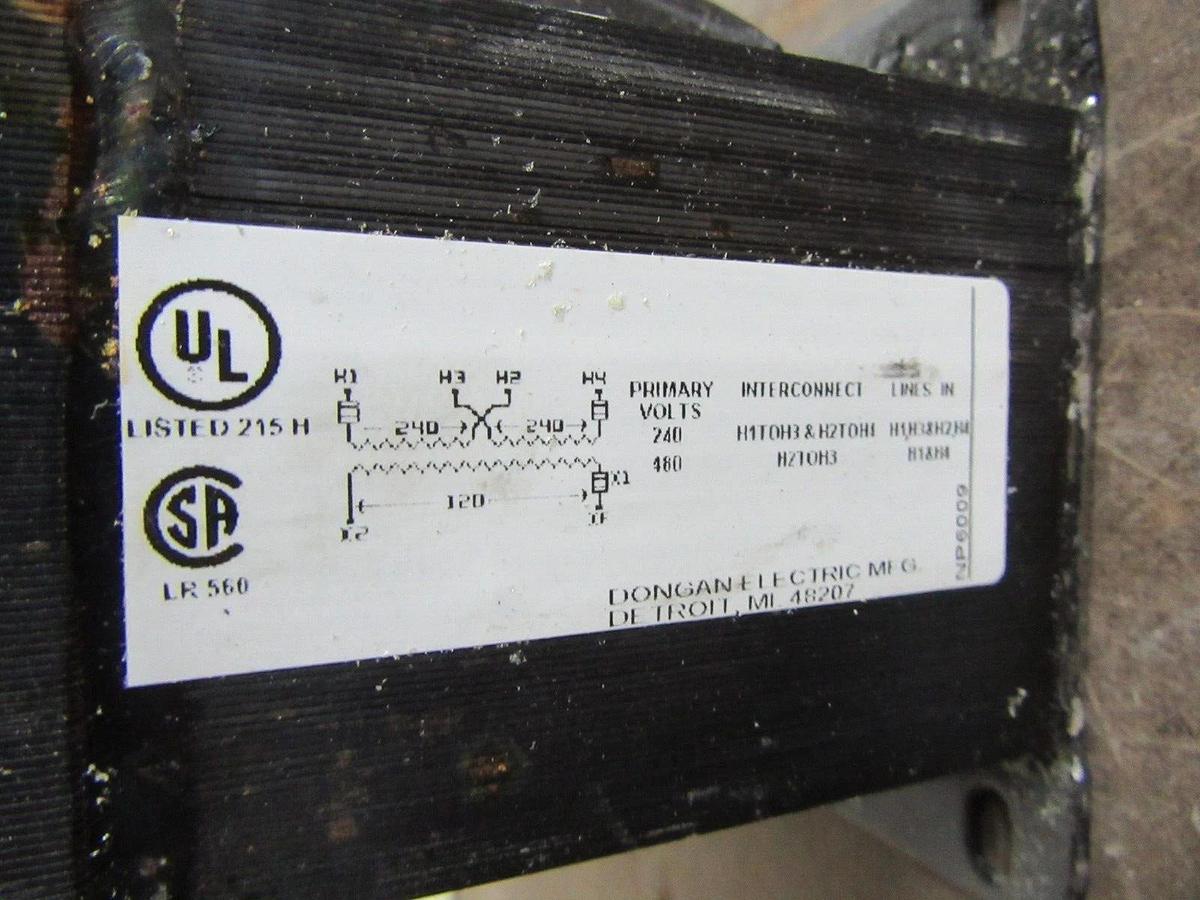 Used 0.5 KVA DONGAN TRANSFORMER HC-0500-4100 PRI: 240x480V SEC: 120 SINGLE PHASE