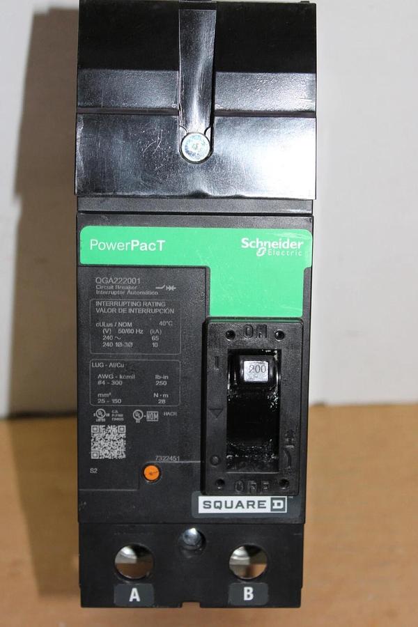 Used SCHNEIDER POWERPACT I-LINE BREAKER QGA222001 200 AMP 240 VAC 2-POLE