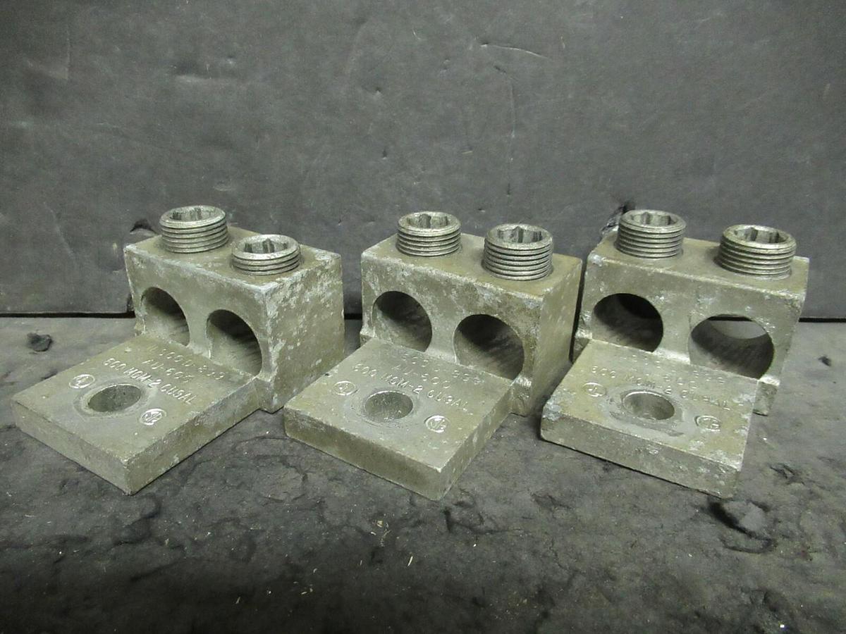 Used (3) QTY ILSCO D-899 2 (DOUBLE) BARREL MECHANICAL CONNECTOR LUG TAPS 600MCM - 2