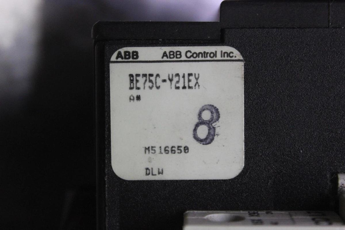 Used ABB CONTACTOR BE75C-Y21EX 105 AMP 600 VAC 3-POLE 75 HP COIL: 24 VDC
