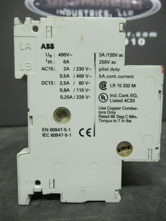 Used ABB MANUAL MOTOR START MS325 6.3-9 AMP 600 VAC W/ AUXILIARY CONTACTS