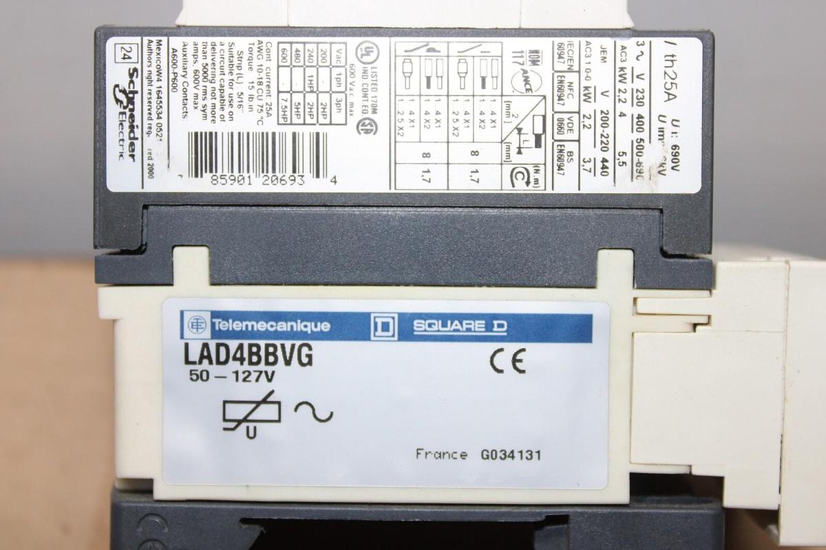 Used TELEMECANIQUE CONTACTOR LC1D09 600 VAC 25 AMP 7.5 HP **WARRANTY**