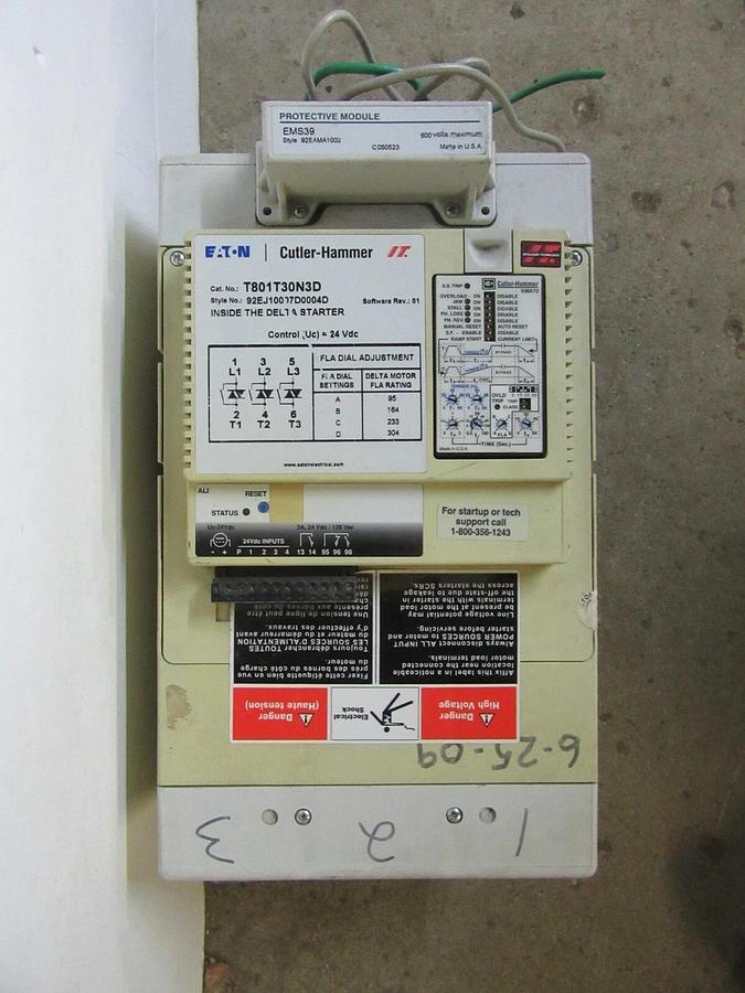 Used 304 AMP CONTINUOUS EATON CUTLER HAMMER INSIDE THE DELTA SOFT STARTER T801T30N3D