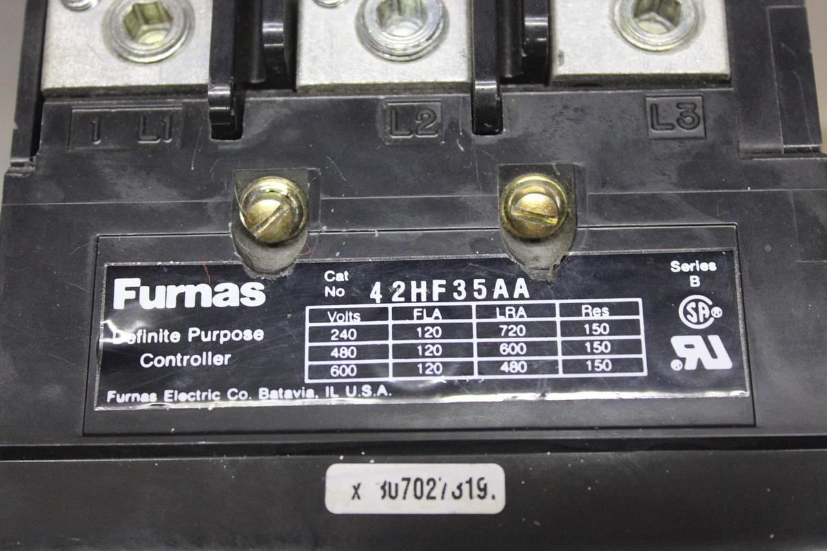Used FURNAS CONTACTOR 42FE35AF262GT 75 AMP 600 VAC 3-POLE COIL: 120V
