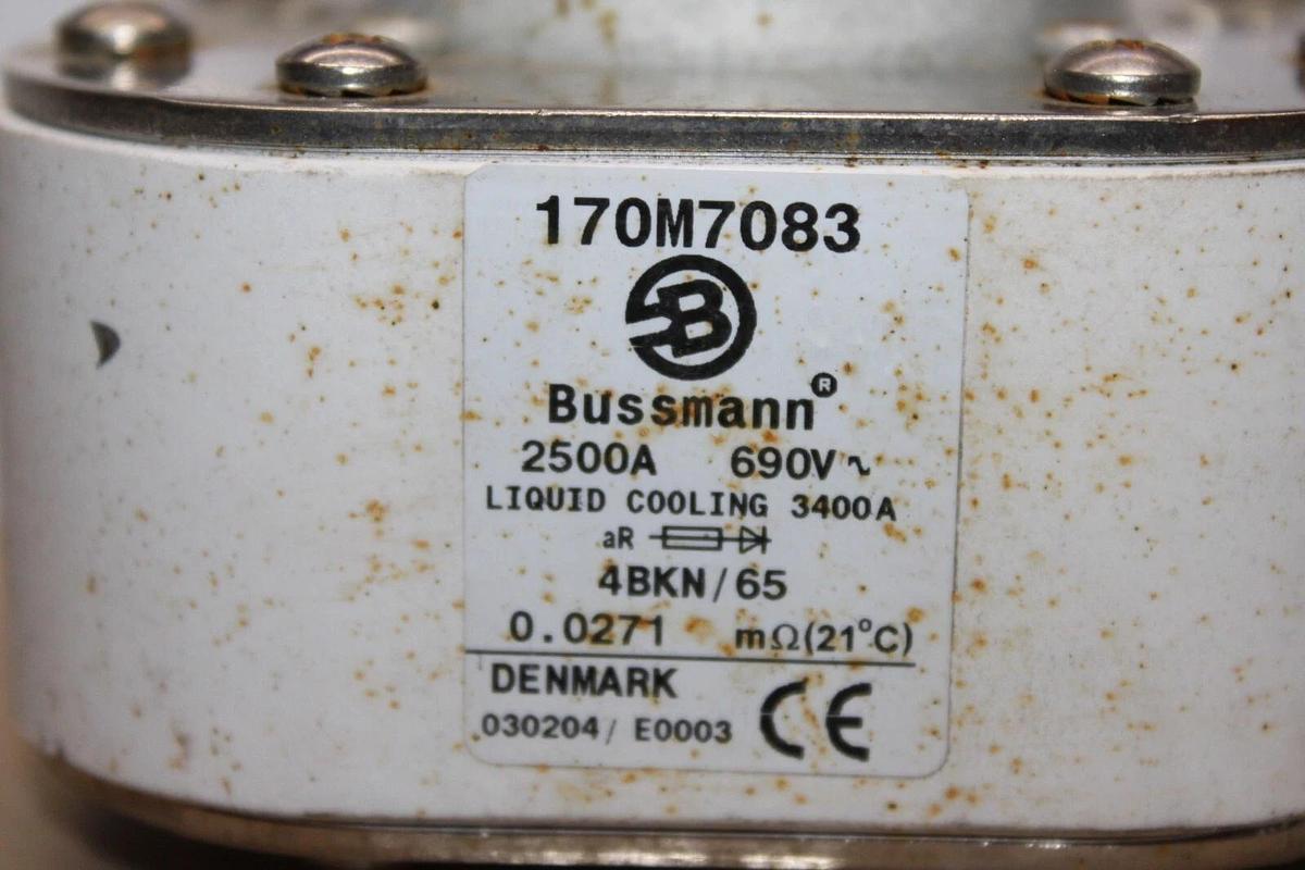 Used BUSSMANN CERAMIC FUSE 170M7083 690 VAC 2500-3400 AMP **WARRANTY INCLUDED**