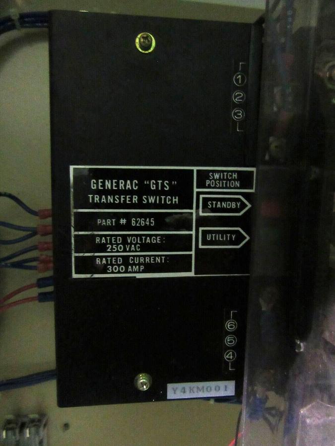 Used 150 AMP GENERAC GTS ATS AUTOMATIC TRANSFER SWITCH 250 V 1 PH 2 POLE NEMA 1 ENCL