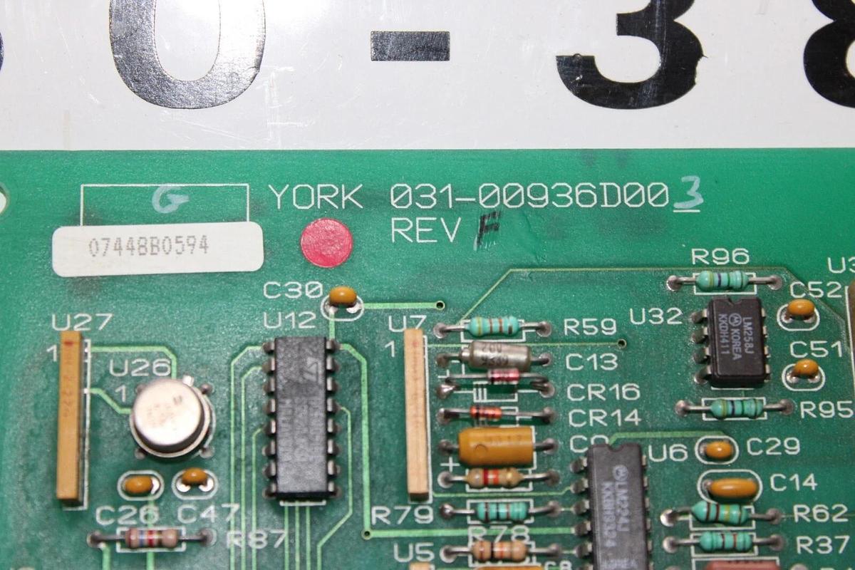 Used YORK CHILLER CONTROL CIRCUIT BOARD 031-00936D003 REV. F **WARRANTY**