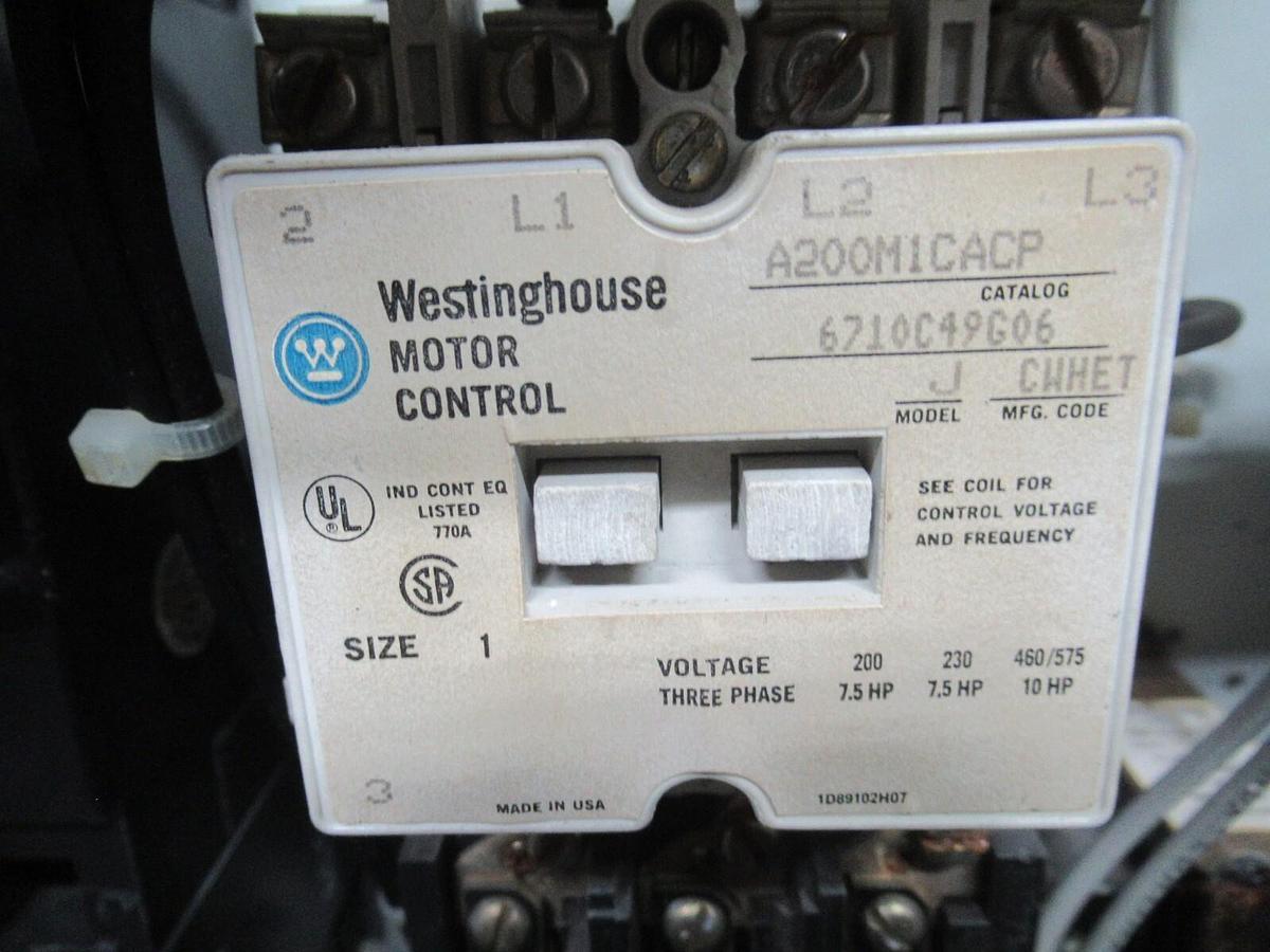 Used CUTLER HAMMER MOTOR STARTER CONTROL MODEL: 2100 12" W/ A200M1CACP NEMA SIZE 1