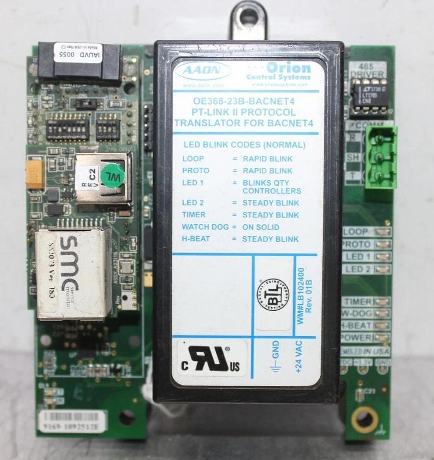 Used AAON ORION CONTROL SYSTEM OE368-23B-BACNET4 PT-LINK-II LB102400 REV. 01B