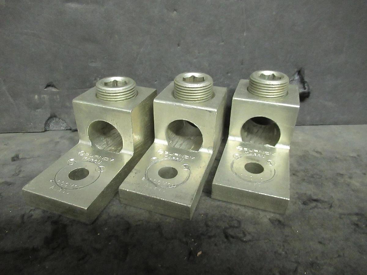 Used (3) QTY BURNDY KA36U 1 (SINGLE) BARREL MECHANICAL CONNECTOR LUG TAP 600 MCM - 2
