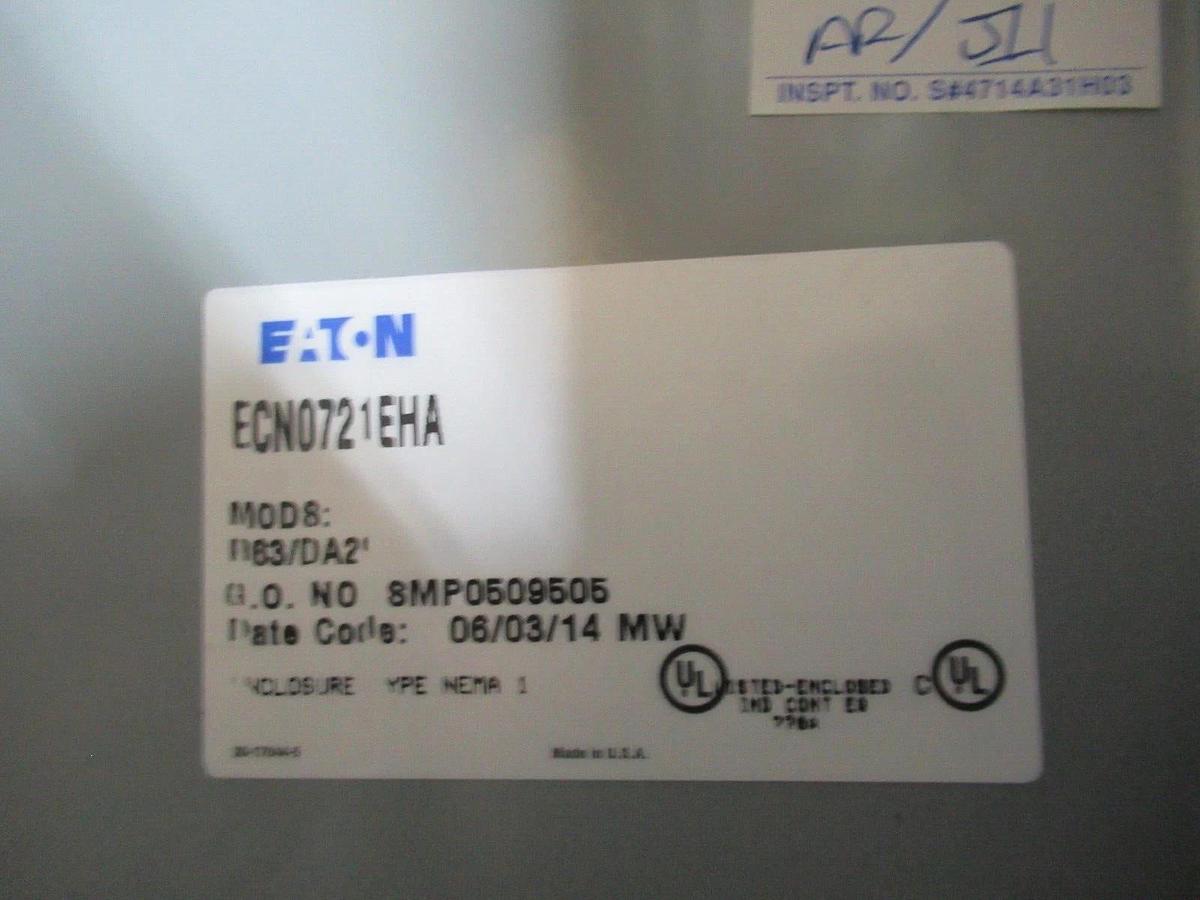 EATON MOTOR CONTROL STARTER ECN0721EHA NEMA: 1 W/ AN19DN0 27 AMP NEMA SIZE 1