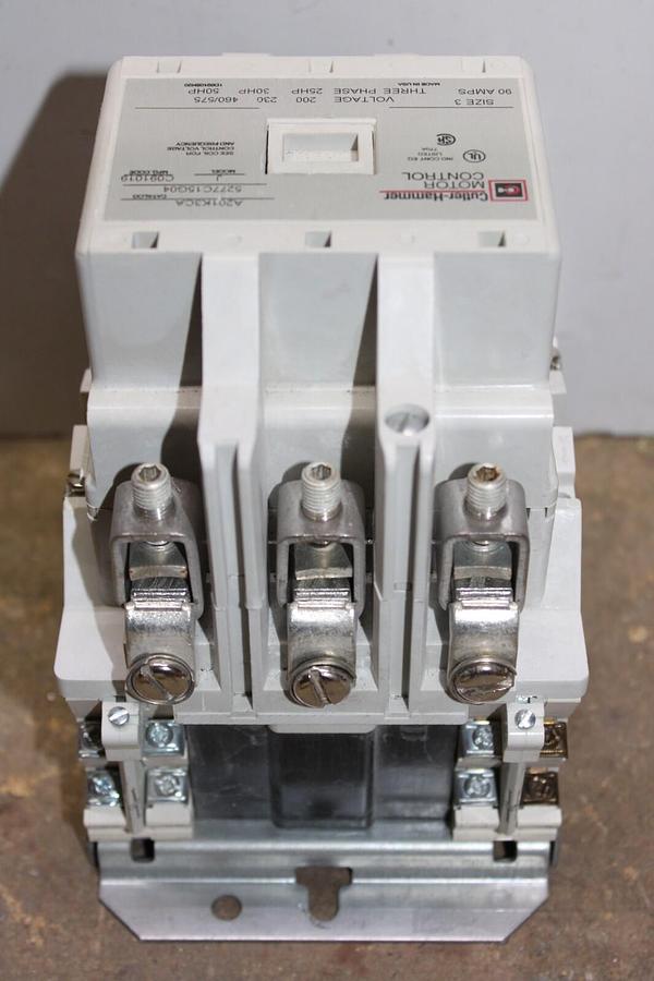Used CUTLER HAMMER MOTOR CONTROL CONTACTOR A201K3CA SIZE 3 90 AMP 600V 3-PHASE