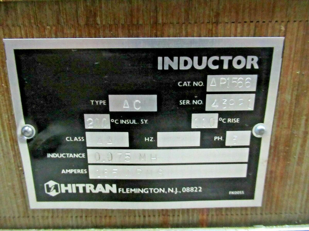Used HITRAN 3 PHASE TYPE AC DOUBLE DELTA INDUCTOR AP1566 0.075 MH INDUCTANCE 165 AMPS