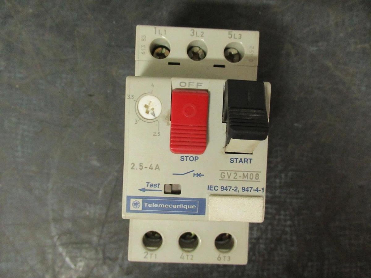 Used TELEMECANIQUE MANUAL MOTOR STARTER GV2-M08 600V 4A 3HP **WARRANTY INCLUDED**