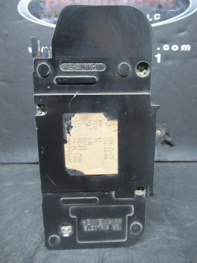 Used HEINEMANN BREAKER CF6-Z1-73 CF6-G8-DU 70 AMP TRIP 240 VAC HH83XE664A