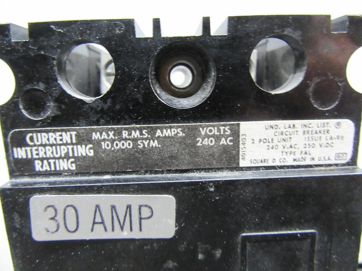 Used SQUARE D CIRCUIT BREAKER FAL22030 30 AMP 2-POLE 240 VAC **WARRANTY INCLUDED**