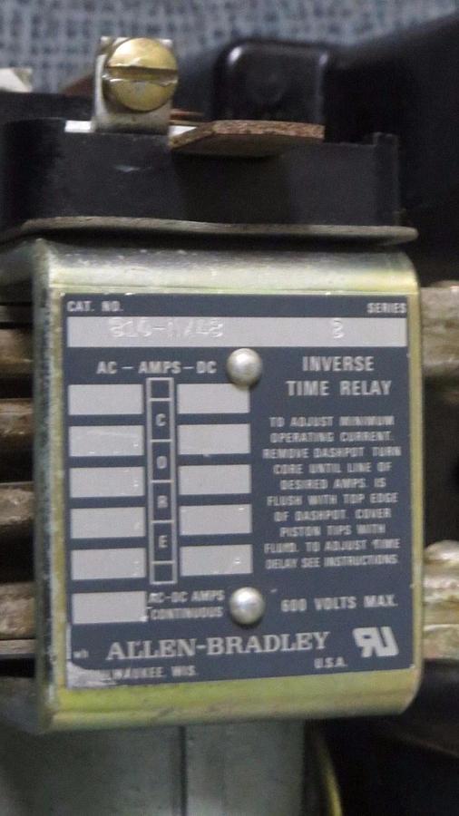 Used ALLEN BRADLEY INVERSE TIME RELAY # 810-NX48 SER B -- AC-DC 600V