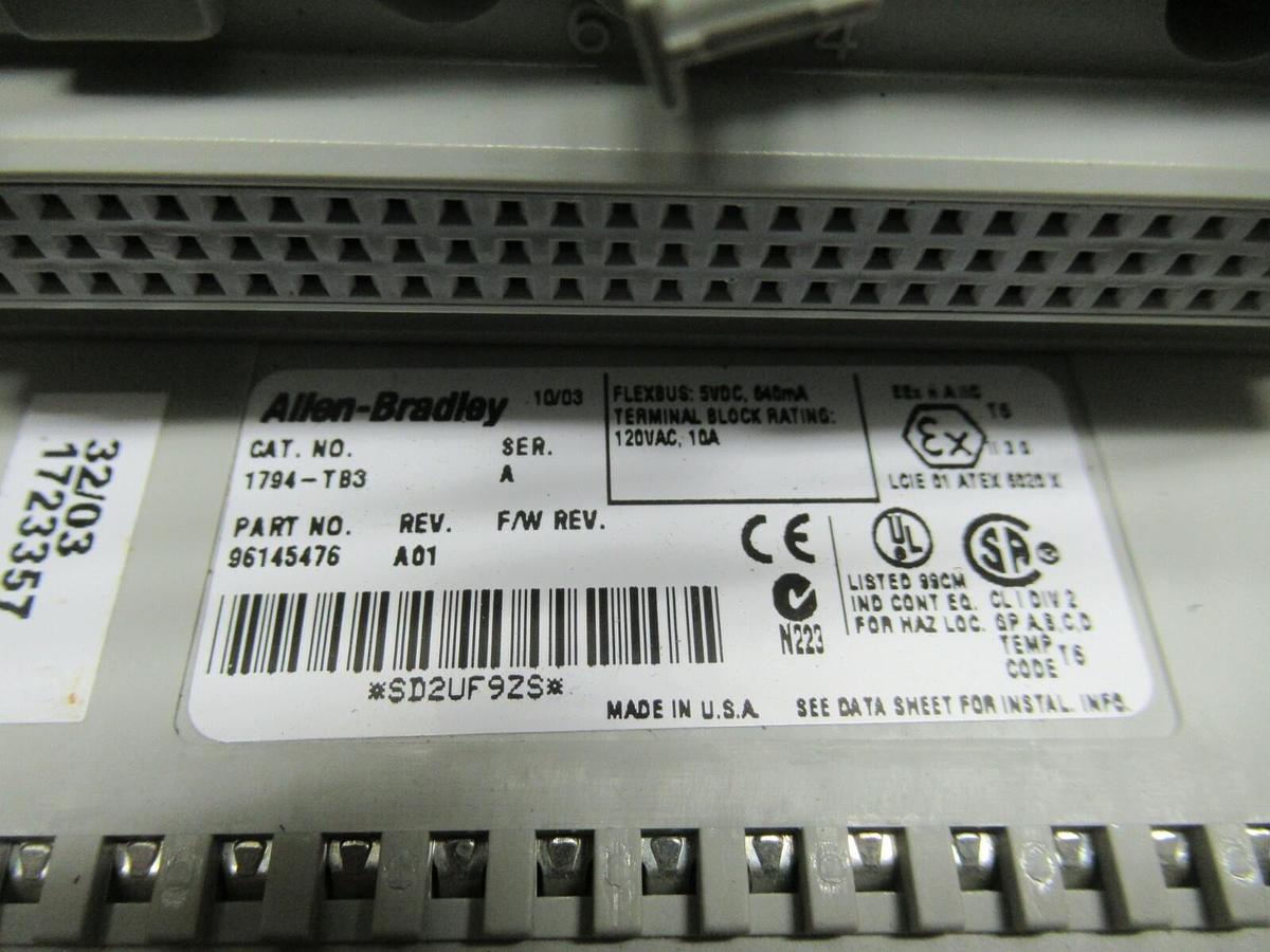 Used ALLEN BRADLEY FLEX I/O OUTPUT MODULE 1794-0B16 SER. A 96221873 REV. A01