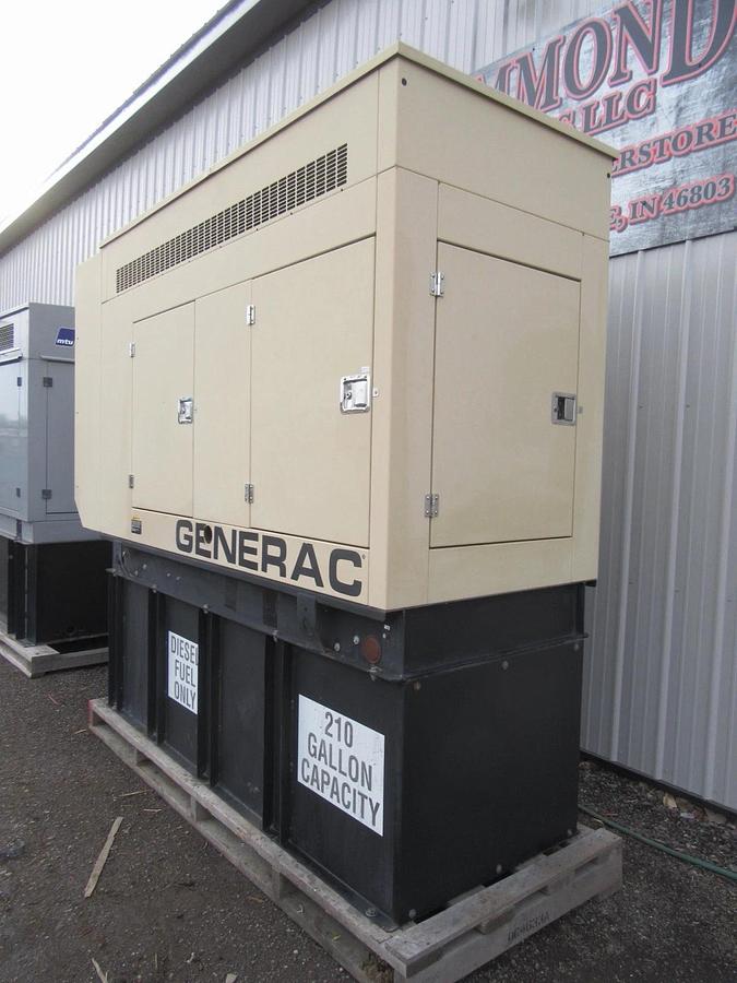 Used 60 KW DIESEL GENERATOR GENERAC 120/240 VOLT ONLY 500 HRS SOUND ENCLOSED VIDEO