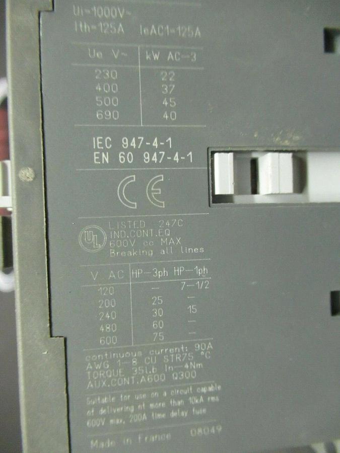 Used YORK CONTACTOR 024-31640-000 90 AMP 600 VAC 75 HP **WARRANTY INCLUDED!**