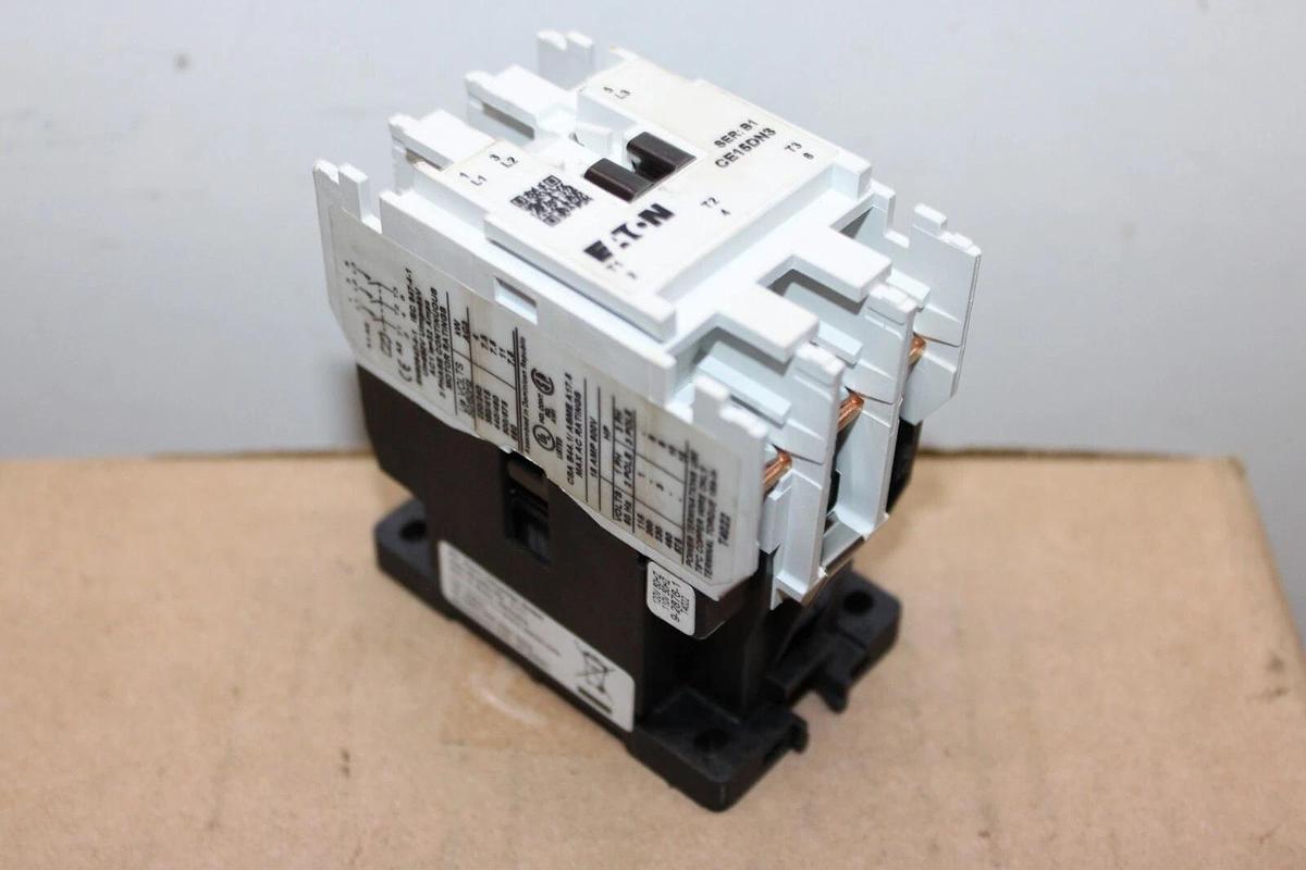 Used EATON CONTACTOR CE15DN3 18 AMP 600 VOLT 15 HP 3-POLE 3-PHASE COIL: 110/120V