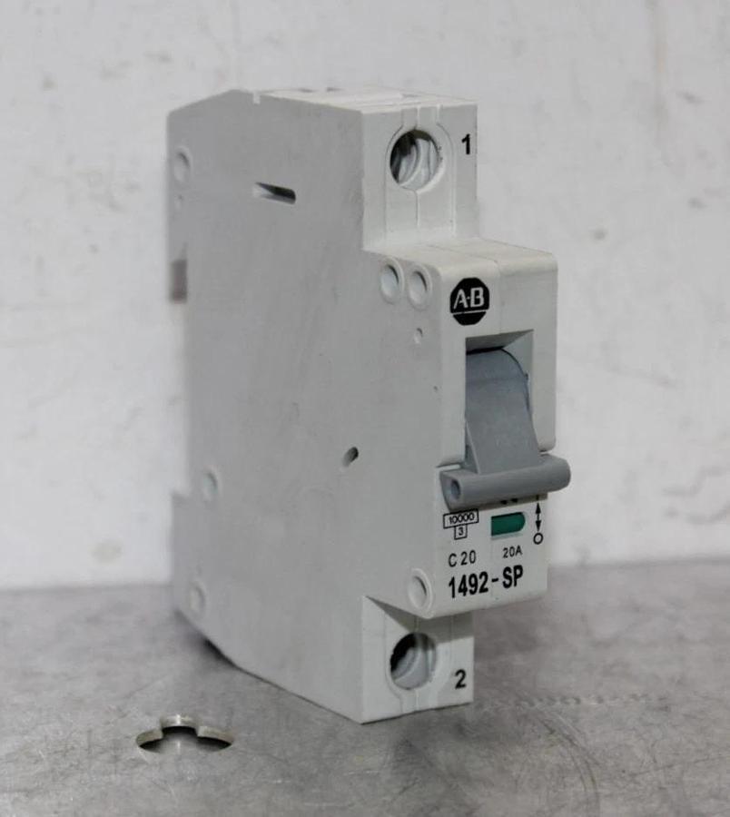 Used ALLEN-BRADLEY SINGLE POLE CIRCUIT BREAKER 1492-SP1C200 20 AMP 240/277 VAC