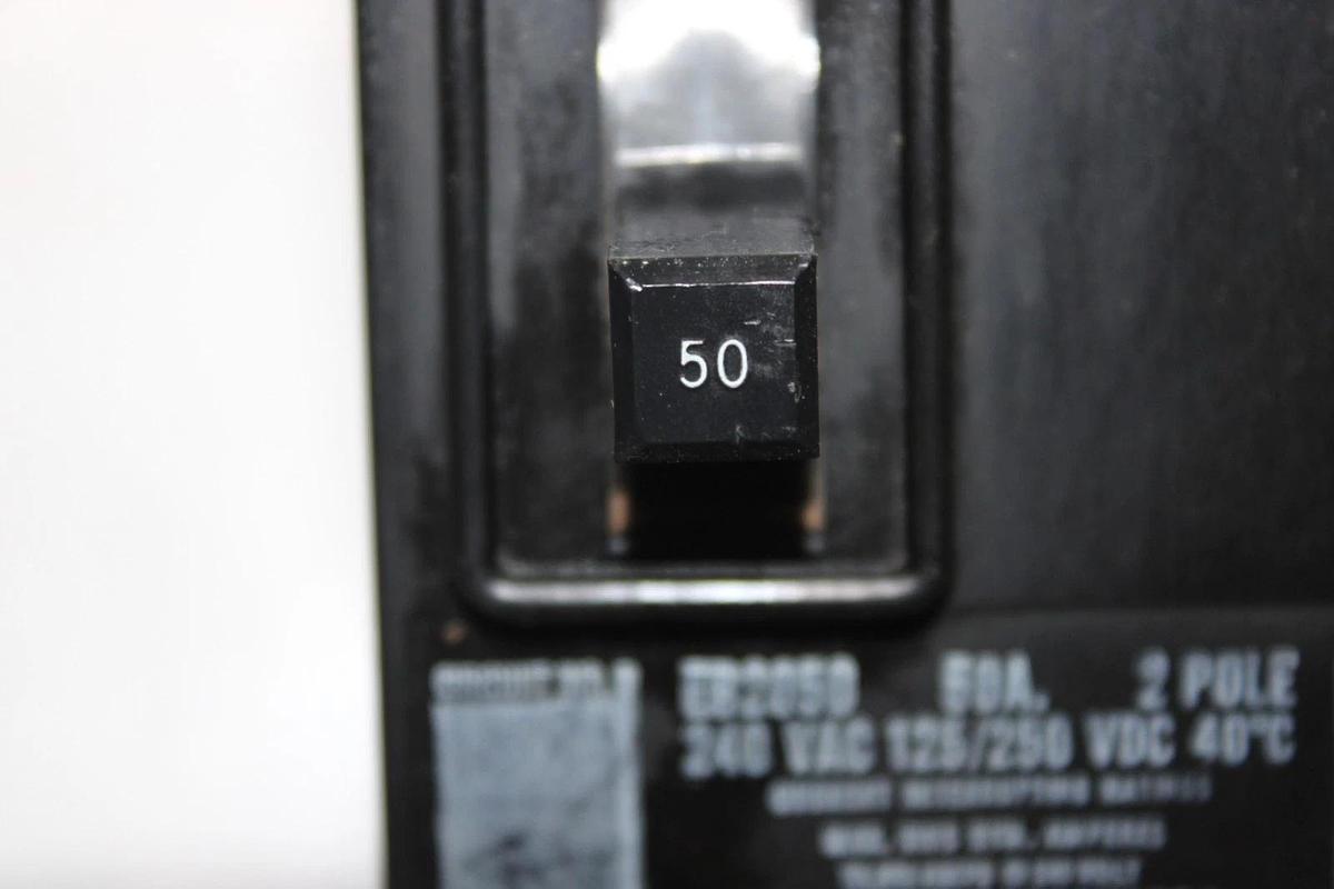 Used WESTINGHOUSE CIRCUIT BREAKER EB2050 50 AMP 2-POLE 240 VAC 4990D03G24