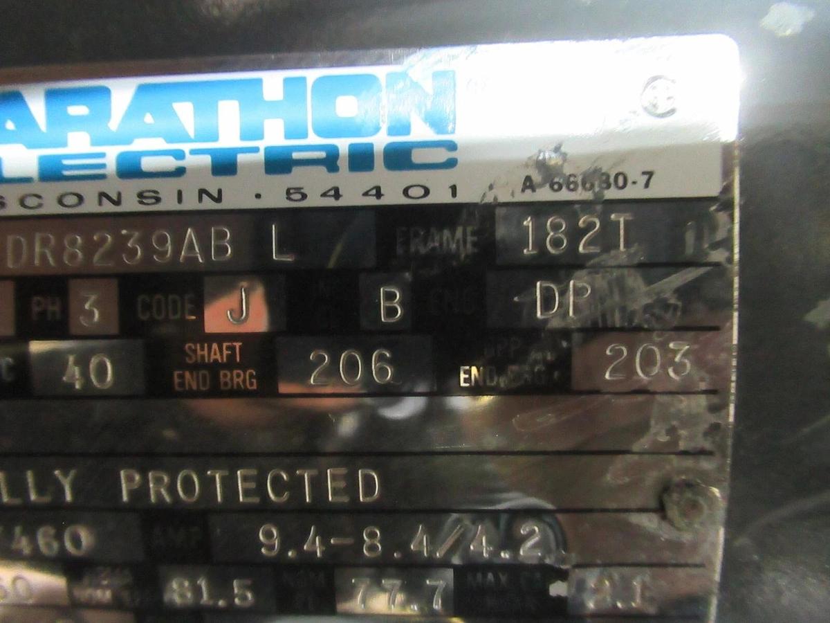 Used MARATHON TDR AC MOTOR 3HP 208-230/460 VOLT 9.4A 60 HZ 1750 RPM 182T FRAME