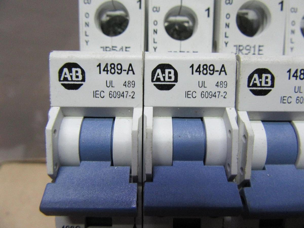Used LOT OF 4 ALLEN BRADLEY 1489-A1C050 AB-5321 SINGLE POLE 277 VAC 5 AMP