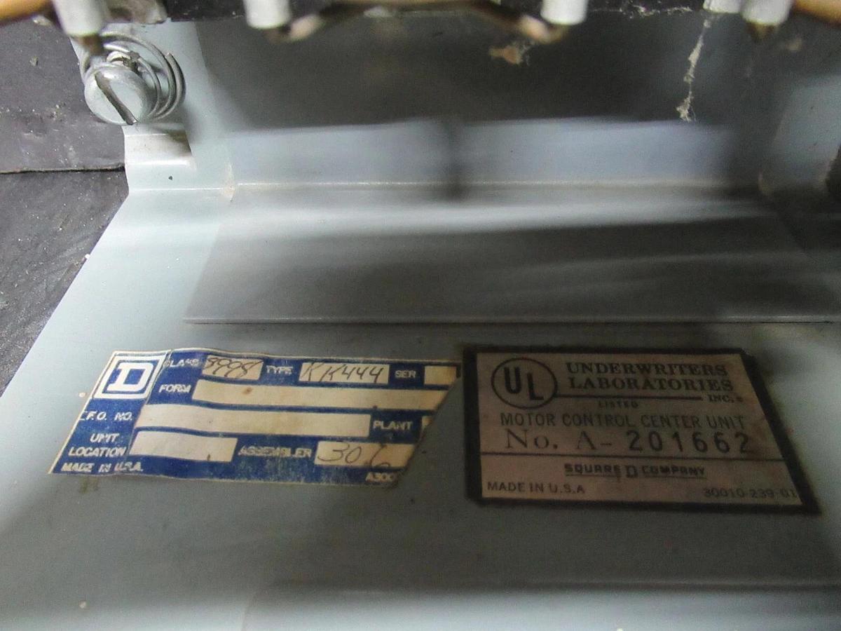 Used SQUARE D MCC MOTOR CONTROL DUAL FEEDER 17" MODEL 4 30/60 AMP FUSES