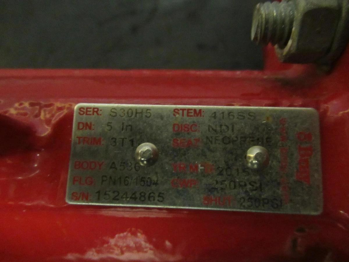 Used BRAY 5" BUTTERFLY VALVE S30H5 JOHNSON CONTROLS ACTUATOR JCI-022-13035-000