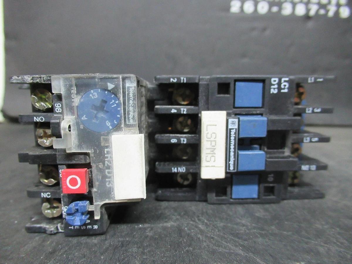 Used TELEMECANIQUE STARTER LC1D12106 W/ OVERLOAD RELAY LR2-D1316 25 AMP 600 VAC 10 HP