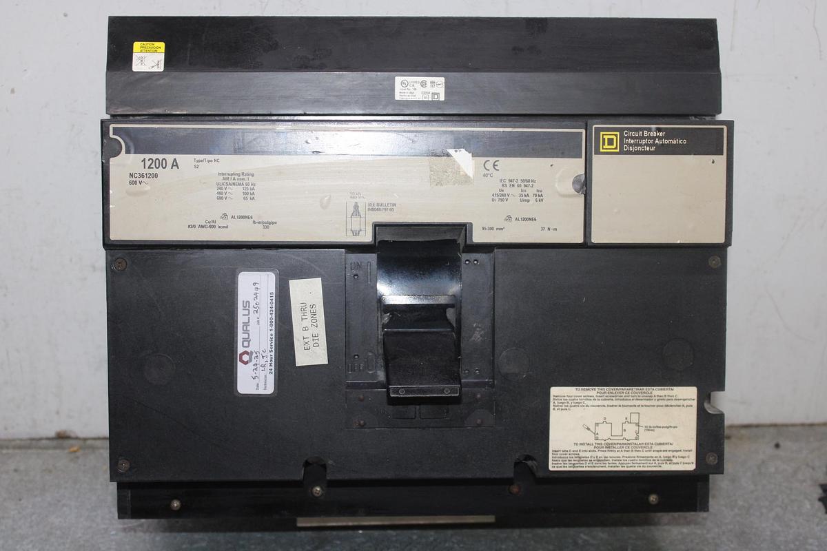 Used SQUARE D POWERPACT I-LINE CIRCUIT BREAKER HJA36100 100 AMP 600 VAC 3-POLE